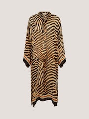 Monsoon Natural Clarissa Animal Print Midi Kaftan - Image 3 of 3
