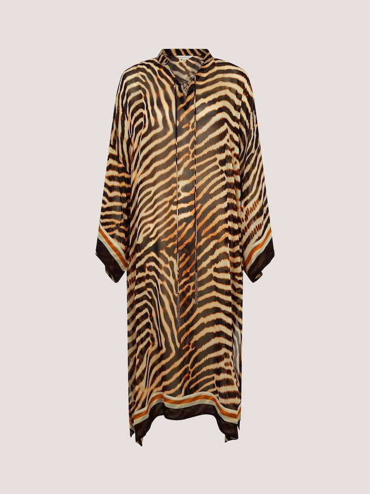 Monsoon Natural Clarissa Animal Print Midi Kaftan - Image 3 of 3