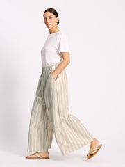 Albaray Cream Wide Leg Linen Stripe Trousers - Image 4 of 6