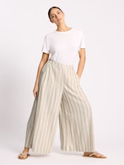 Albaray Cream Wide Leg Linen Stripe Trousers - Image 5 of 6