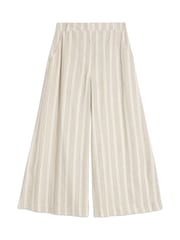 Albaray Cream Wide Leg Linen Stripe Trousers - Image 6 of 6