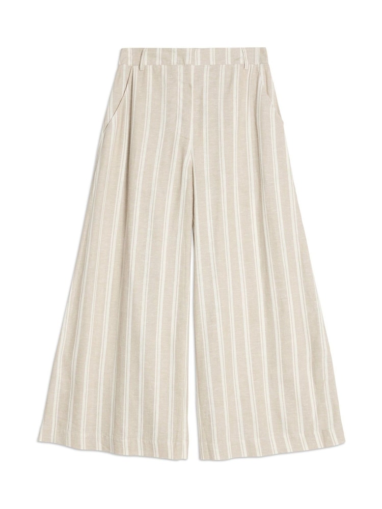 Albaray Cream Wide Leg Linen Stripe Trousers - Image 6 of 6 Albaray Cream Wide Leg Linen Stripe Trousers - Image 6 of 6