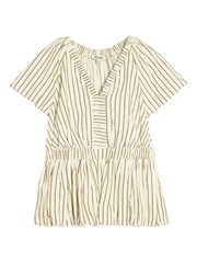 Albaray Natural Stripe Cotton Bubble Hem Top - Image 5 of 5