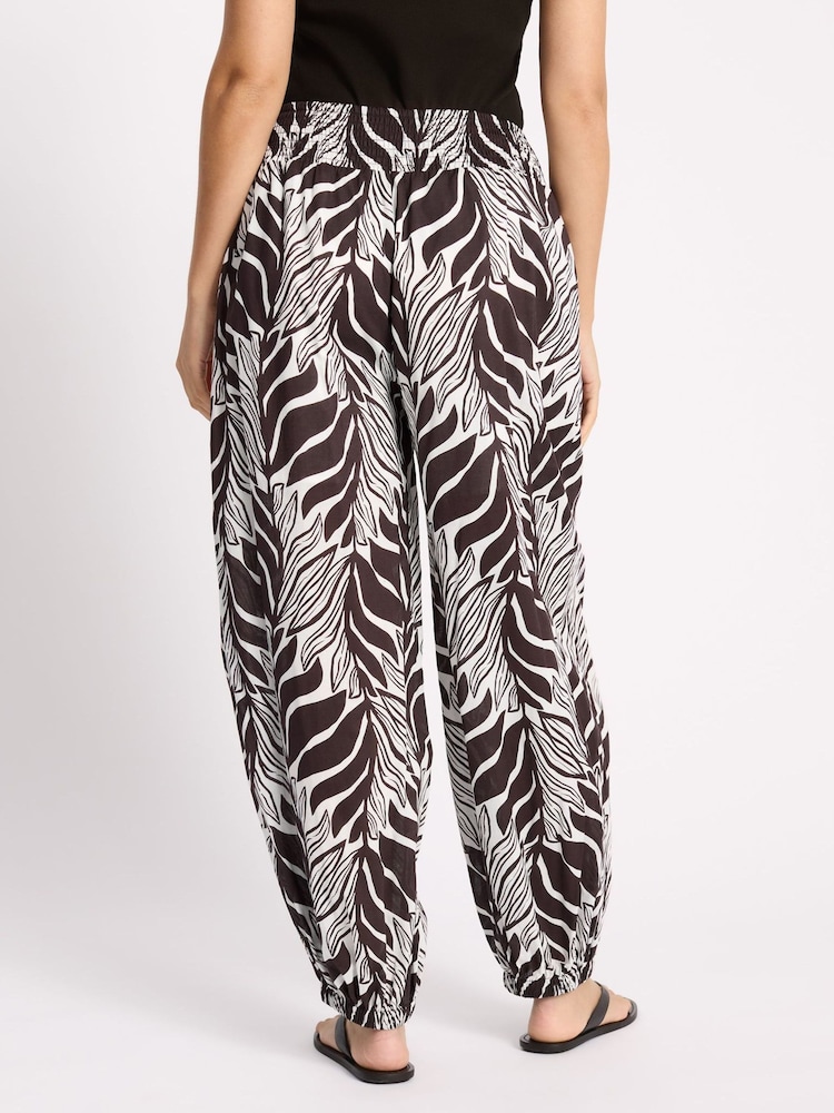 Albaray Brown Balloon Leg Mono Palm Trousers - Image 2 of 4