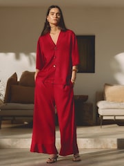 Albaray Red Ruffle Hem Trousers - Image 1 of 5