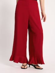 Albaray Red Ruffle Hem Trousers - Image 3 of 5