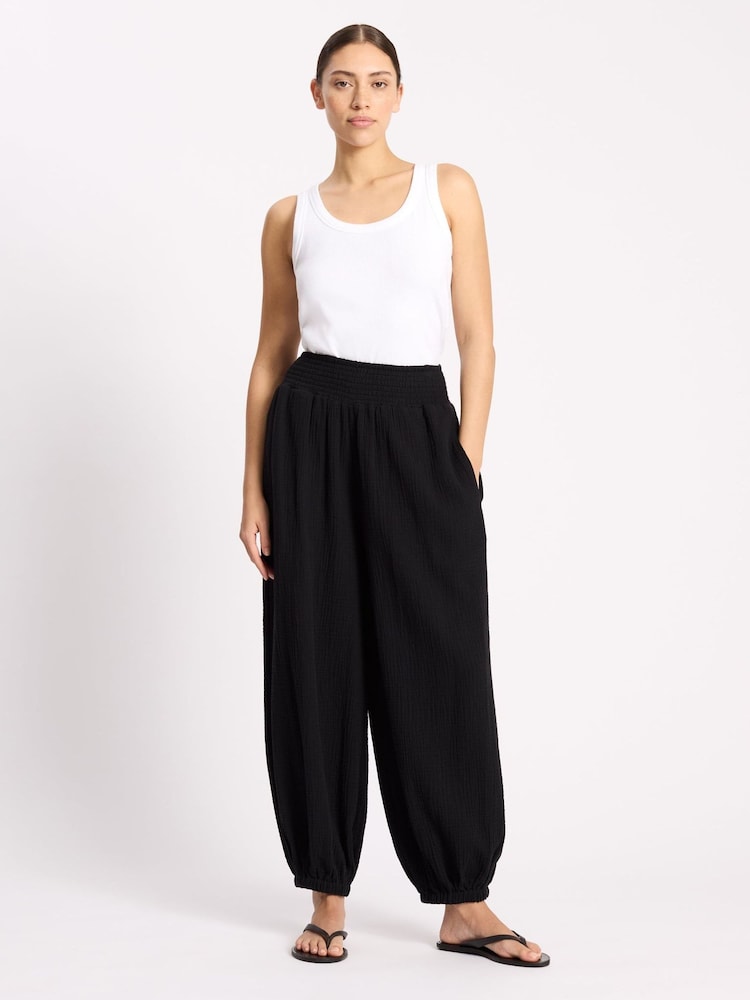 Albaray Black Cheesecloth Hareem Trousers - Image 2 of 5 Albaray Black Cheesecloth Hareem Trousers - Image 2 of 5