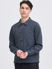 Casual Friday Blue Kvist Jaquard Shirt Jacket - Image 1 of 8