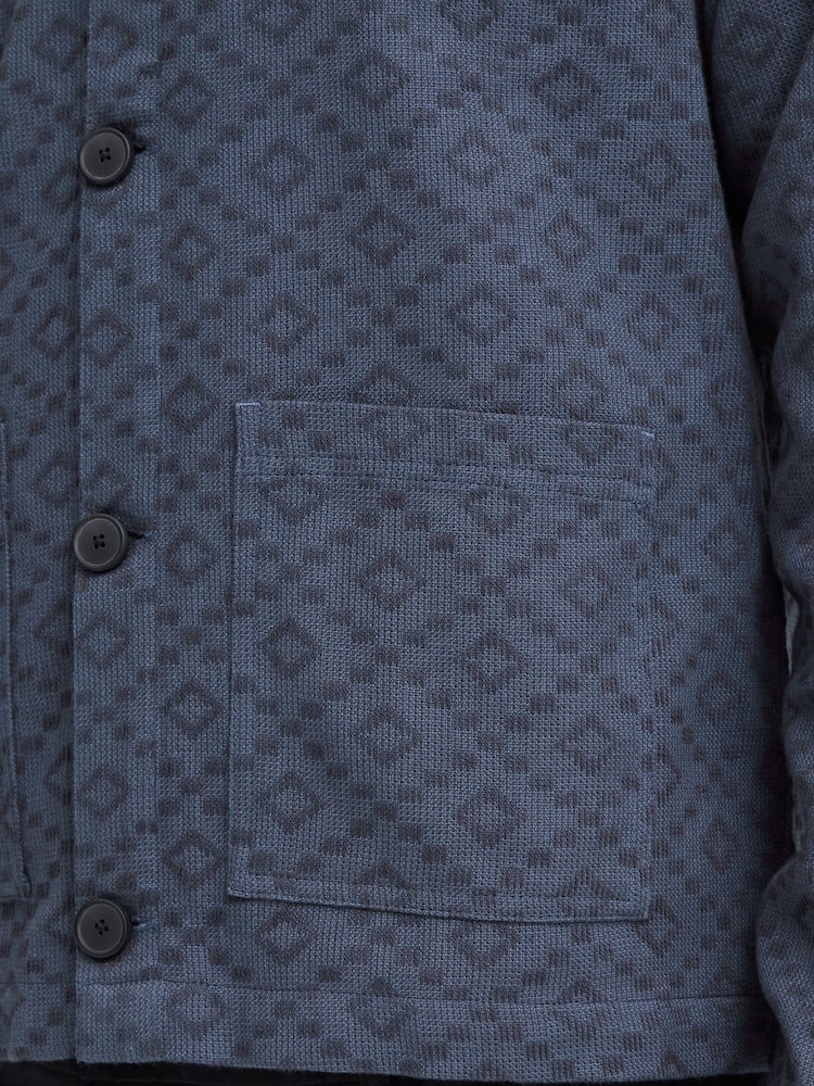 Casual Friday Blue Kvist Jaquard Shirt Jacket - Image 8 of 8