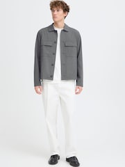 Casual Friday Grey Grahn Striped Pocket Detail Shacket - Image 3 of 8