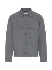 Casual Friday Grey Grahn Striped Pocket Detail Shacket - Image 6 of 8