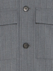 Casual Friday Grey Grahn Striped Pocket Detail Shacket - Image 8 of 8
