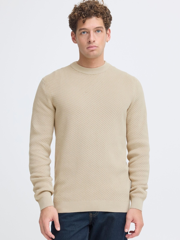 Casual Friday Natural Isaksson Crew Knit Jumper - Image 1 of 8 Casual Friday Natural Isaksson Crew Knit Jumper - Image 1 of 8