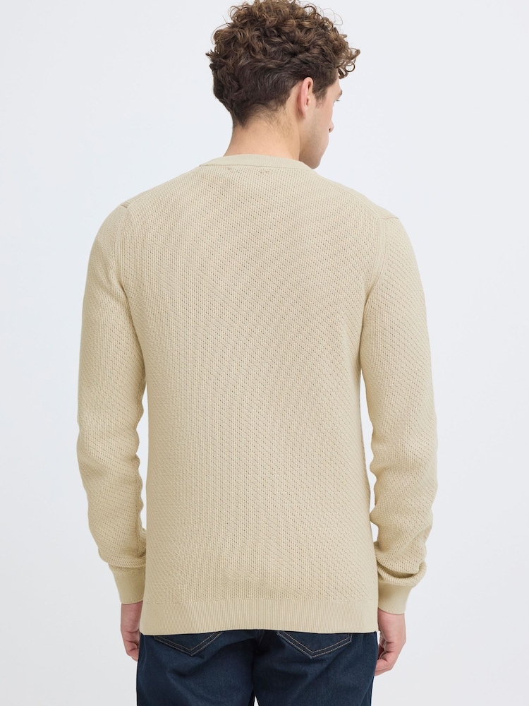 Casual Friday Natural Isaksson Crew Knit Jumper - Image 2 of 8 Casual Friday Natural Isaksson Crew Knit Jumper - Image 2 of 8