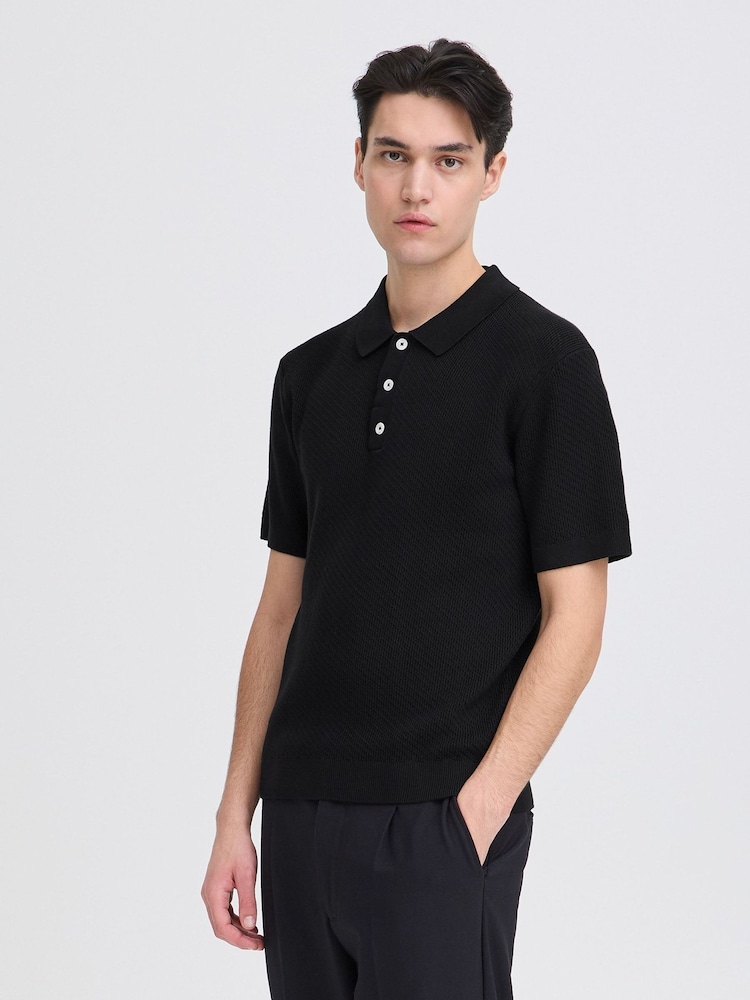 Casual Friday Blue CfIsaksson Short Sleeve Polo Knit Shirt - Image 1 of 8
