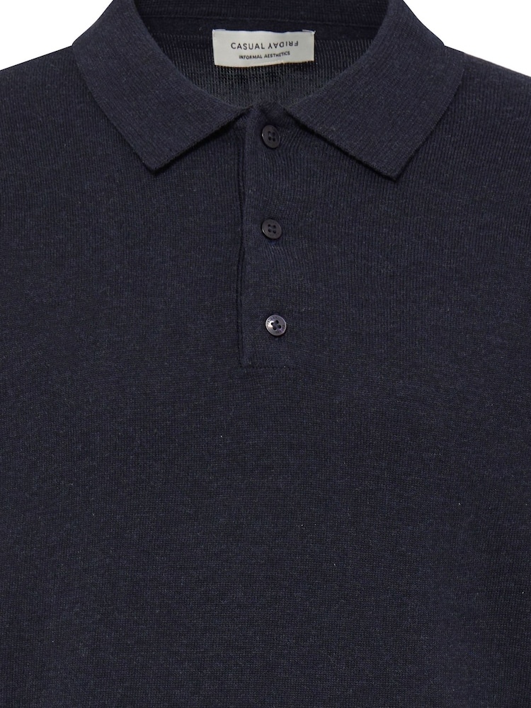 Casual Friday Blue Bells Short Sleeve Knit Polo Shirt - Image 8 of 8