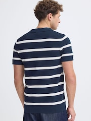 Casual Friday Blue Dahlin Open Collar Striped Polo Shirt - Image 2 of 8