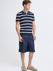 Casual Friday Blue Dahlin Open Collar Striped Polo Shirt - Image 3 of 8