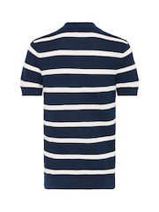 Casual Friday Blue Dahlin Open Collar Striped Polo Shirt - Image 7 of 8