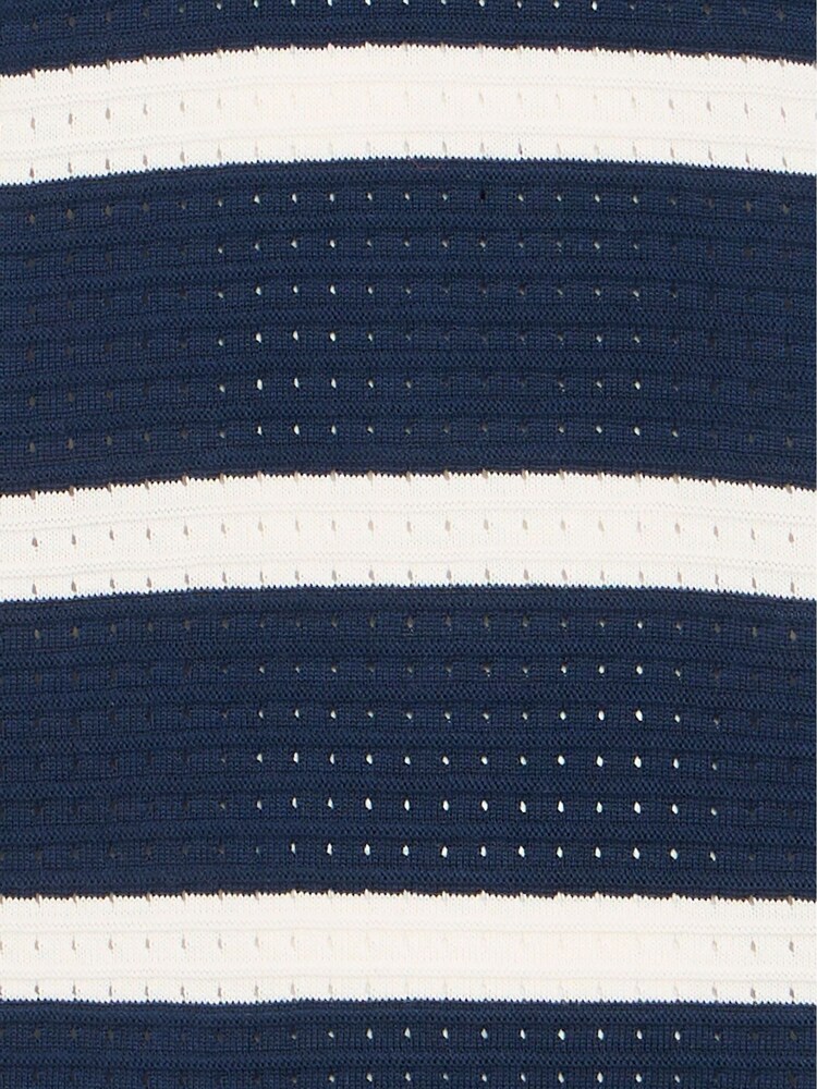 Casual Friday Blue Dahlin Open Collar Striped Polo Shirt - Image 8 of 8