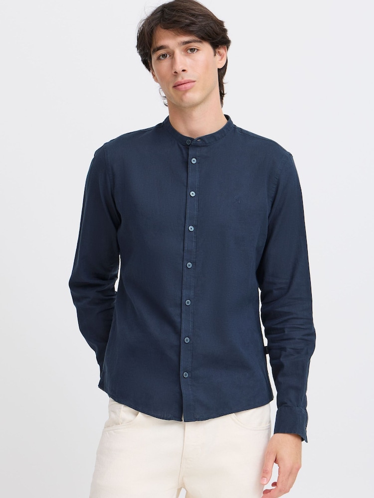 Casual Friday Blue CfAnton Long Sleeve Linen Blend Shirt - Image 1 of 8