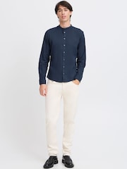 Casual Friday Blue CfAnton Long Sleeve Linen Blend Shirt - Image 3 of 8