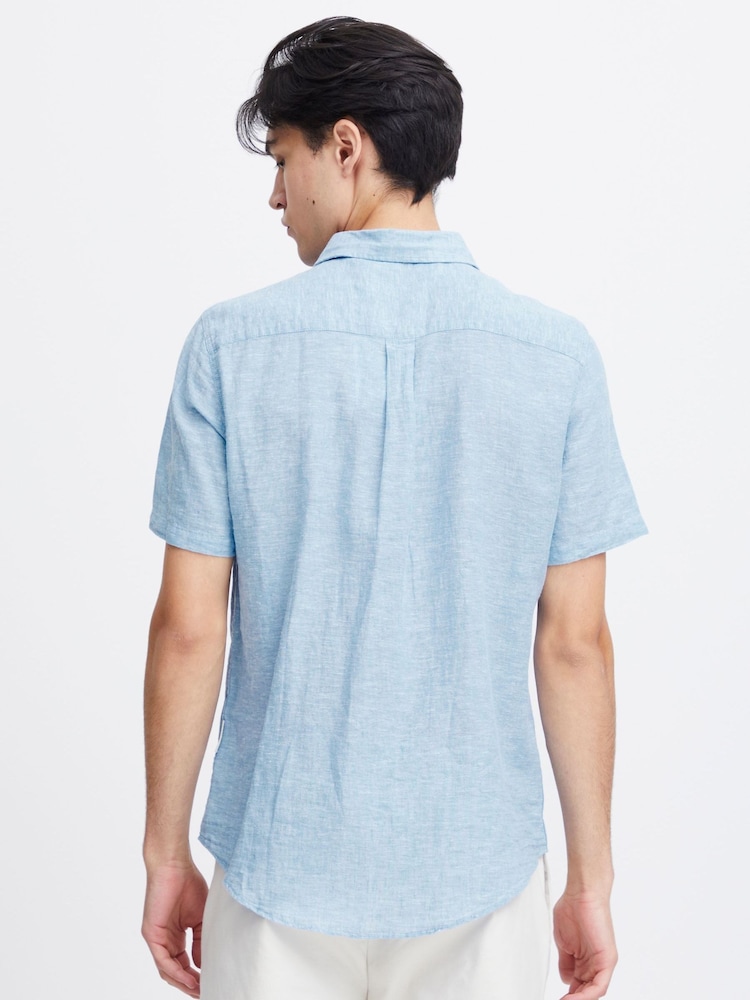 Casual Friday Blue Aksel Short Sleeve Linen Blend Shirt - Image 2 of 8