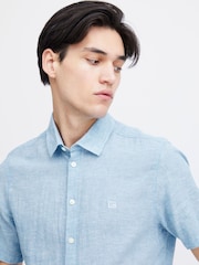 Casual Friday Blue Aksel Short Sleeve Linen Blend Shirt - Image 4 of 8