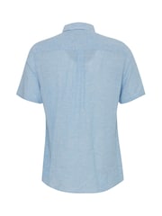 Casual Friday Blue Aksel Short Sleeve Linen Blend Shirt - Image 7 of 8