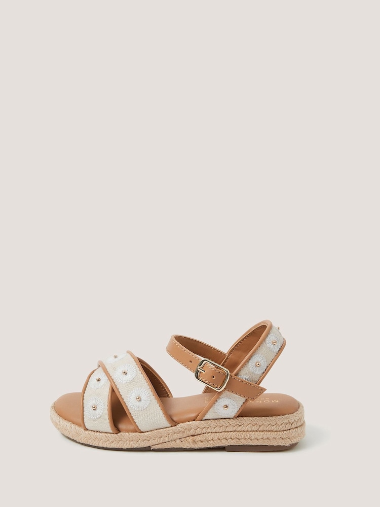 Monsoon Natural Floral Espadrille Wedge Sandals - Image 2 of 3