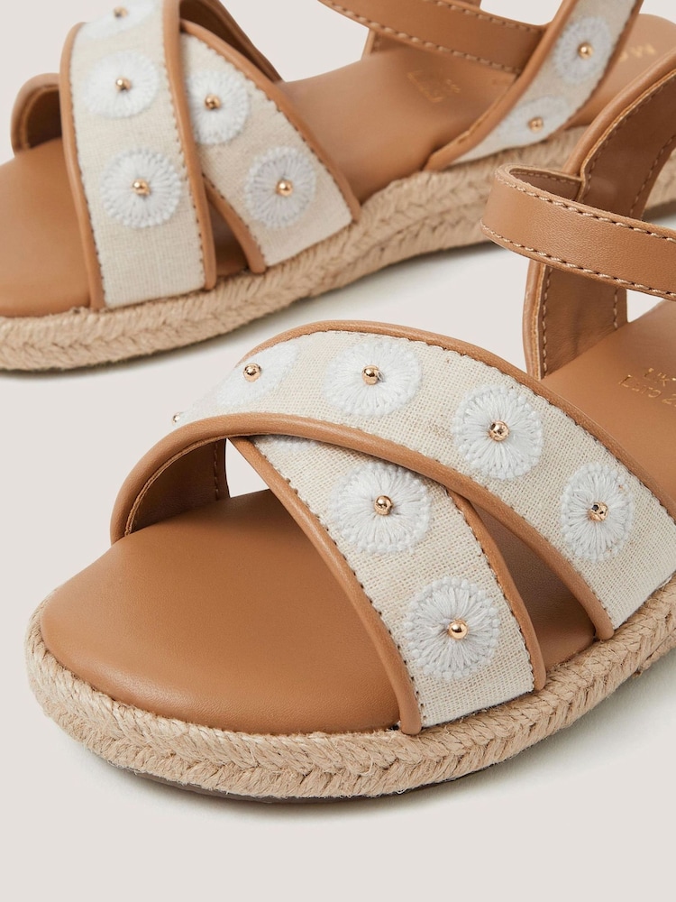 Monsoon Natural Floral Espadrille Wedge Sandals - Image 3 of 3