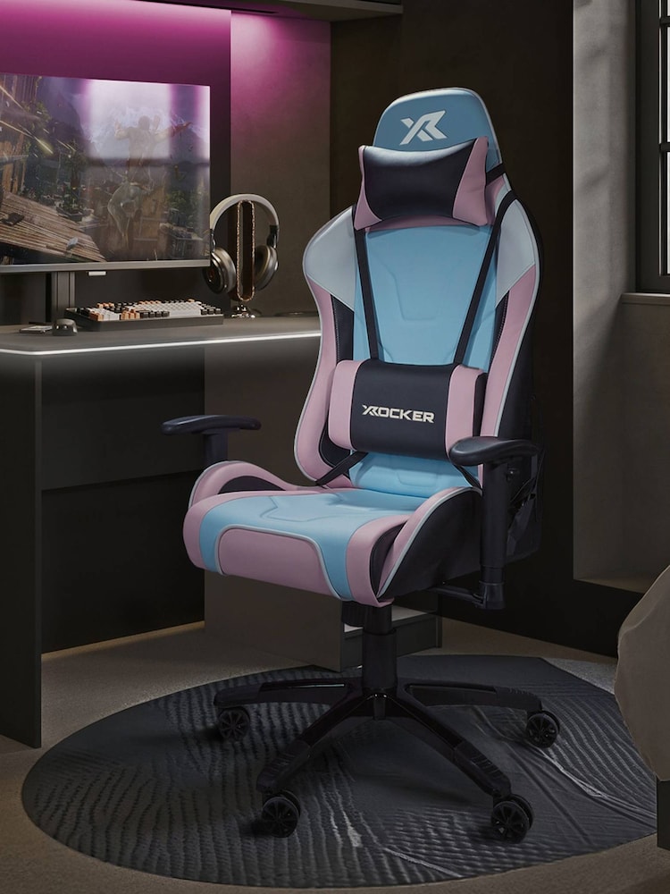 X Rocker Bubblegum Agility Sport Esport Gaming Chair - Image 1 of 6 X Rocker Bubblegum Agility Sport Esport Gaming Chair - Image 1 of 6