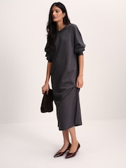 The Set 2 Pack Maxi Sweat Dress Grey Marl / Tan - Image 4 of 5