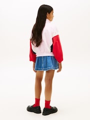 Tommy Hilfiger Red Colour-Blocked Oversized Half-Zip Jumper - Image 3 of 5