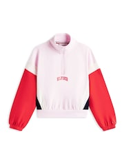 Tommy Hilfiger Red Colour-Blocked Oversized Half-Zip Jumper - Image 5 of 5