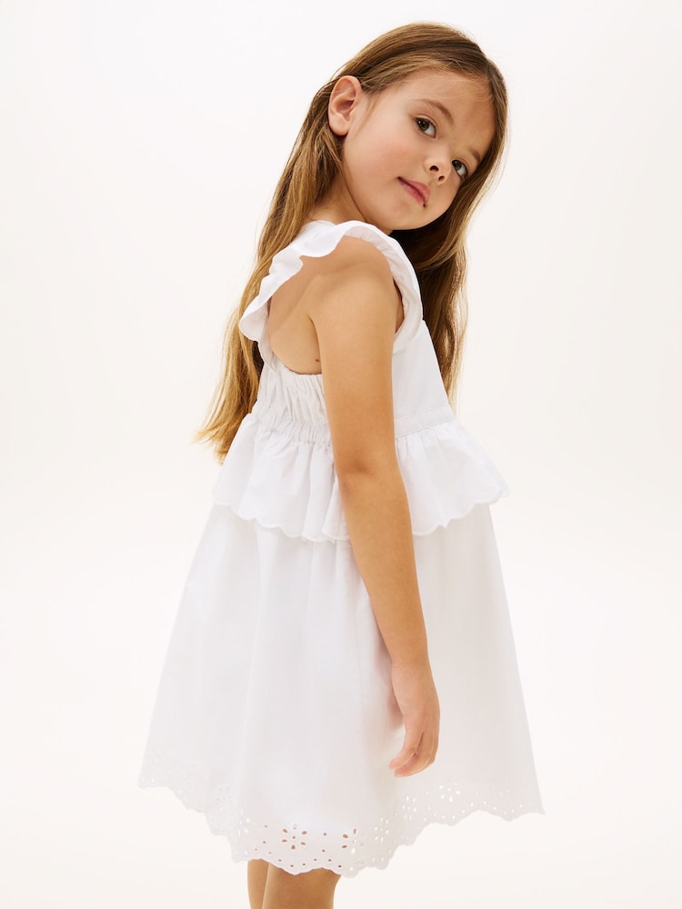 Tommy Hilfiger White Broderie Anglaise Tiered Gathered Dress - Image 2 of 6 Tommy Hilfiger White Broderie Anglaise Tiered Gathered Dress - Image 2 of 6