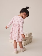 Розовая в цветочек - Платье в рубчик с длинными рукавами (3mths-7yrs) - Изображение 3 4