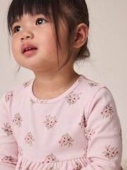 Розовая в цветочек - Платье в рубчик с длинными рукавами (3mths-7yrs) - Изображение 4 4