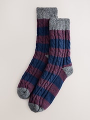 Red Rugby Stripe Slipper Socks With Grippers 1 Pack - Image 1 of 3