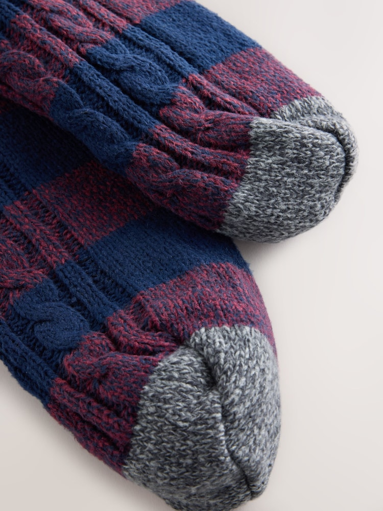 Red Rugby Stripe Slipper Socks With Grippers 1 Pack - Image 2 of 3