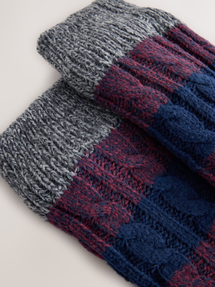 Red Rugby Stripe Slipper Socks With Grippers 1 Pack - Image 3 of 3