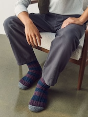 Red Rugby Stripe Slipper Socks With Grippers 1 Pack - Image 5 of 7