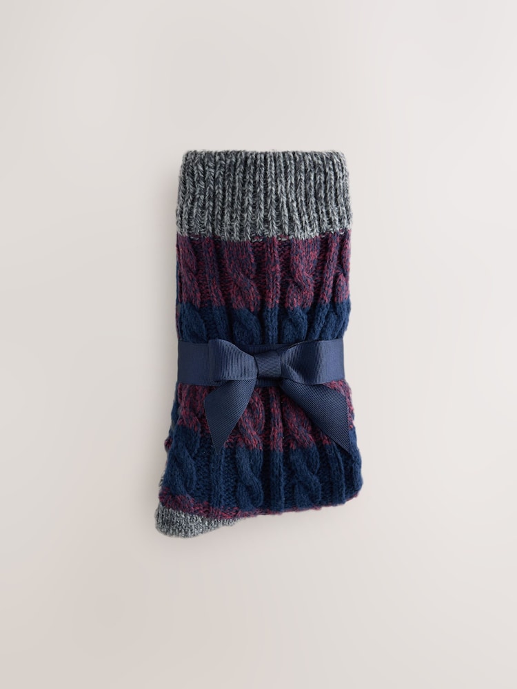 Red Rugby Stripe Slipper Socks With Grippers 1 Pack - Image 7 of 7