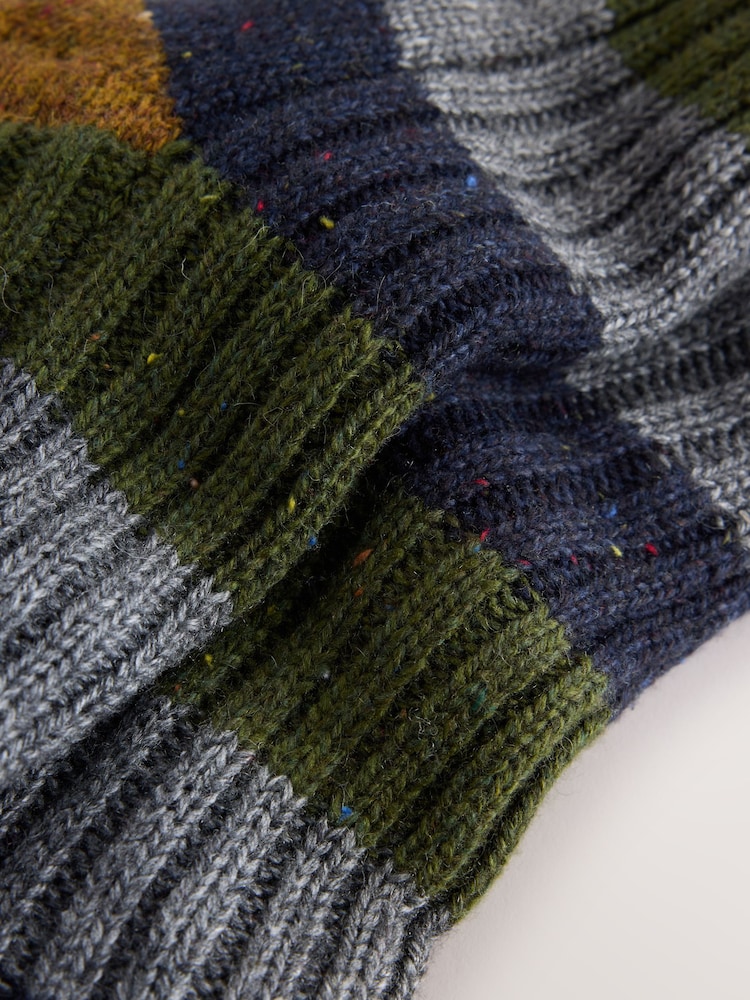 Yellow/Blue Striped Slipper Socks With Grippers 1 Pack - Image 3 of 3