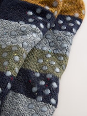 Yellow/Blue Striped Slipper Socks With Grippers 1 Pack - Image 4 of 8