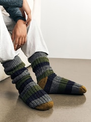 Yellow/Blue Striped Slipper Socks With Grippers 1 Pack - Image 5 of 8
