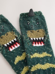 Green Dinosaur Fluffy Novelty Socks in Box 1 Pack - Image 3 of 8