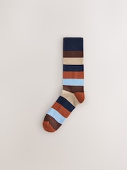 Blue/Red/Green Stripe Cushioned Sole Comfort Socks - Image 4 of 8