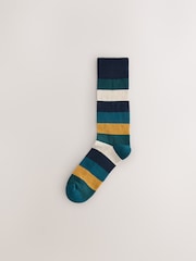 Blue/Red/Green Stripe Cushioned Sole Comfort Socks - Image 5 of 8