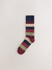 Blue/Red/Green Stripe Cushioned Sole Comfort Socks - Image 6 of 8